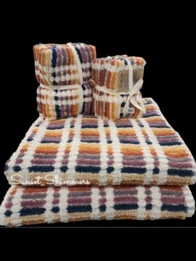 8pc 100% Organic Turkish Cotton Luxury Bath Hand Washcloth Mosaic Towel Set New